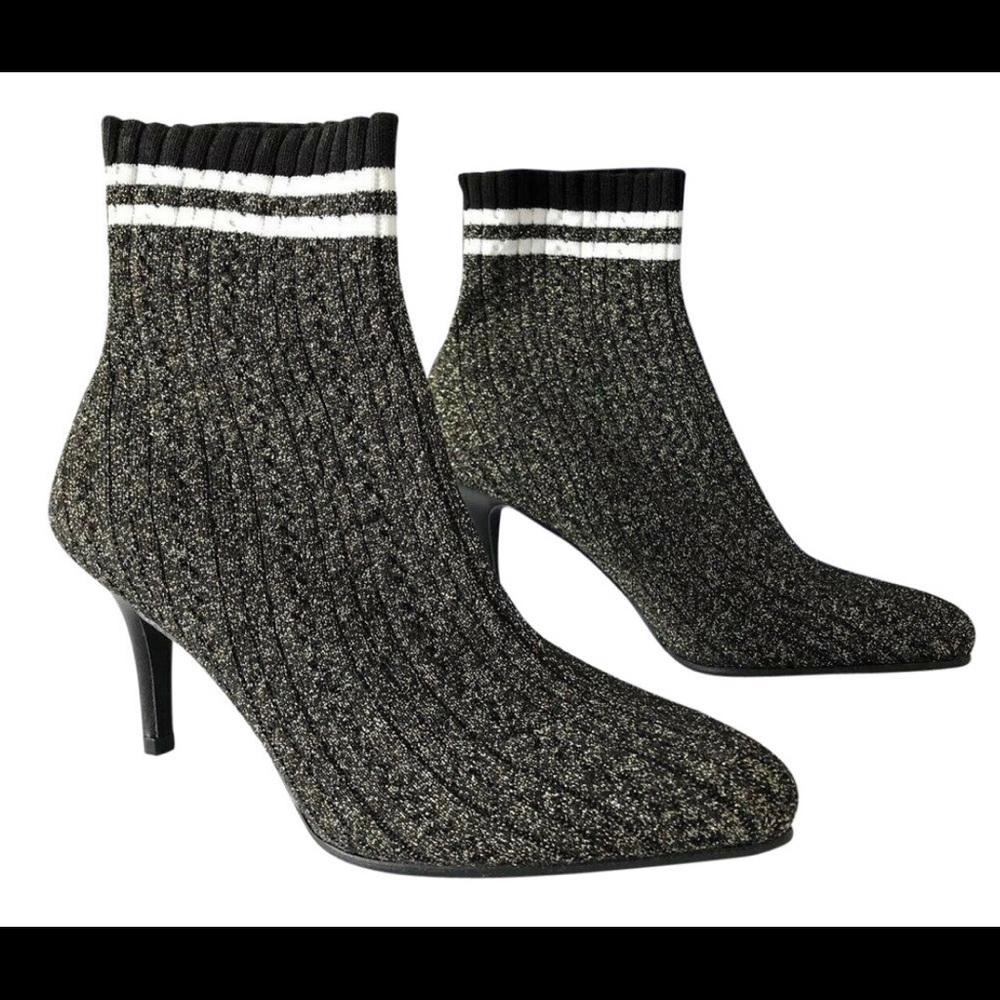 Stuart Weitzman Black Waverly Knit Sock Boots